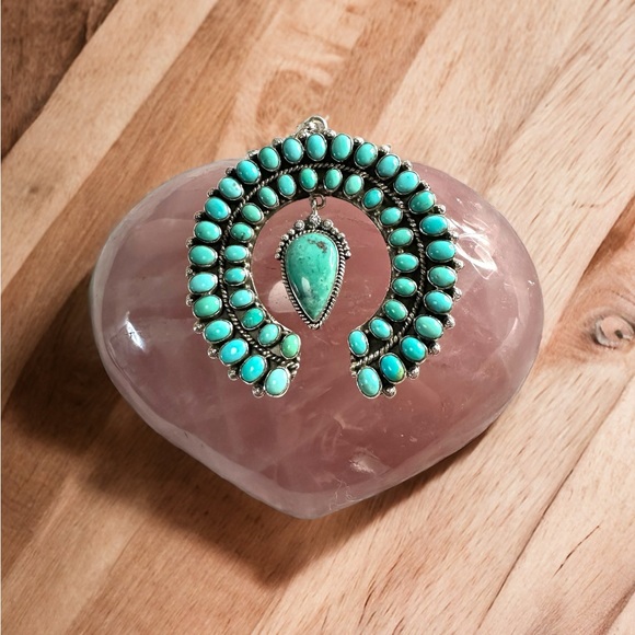 Large Turquoise Naja Pendant in Solid Sterling Silver - Picture 12 of 16